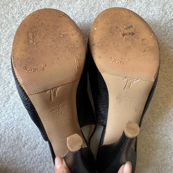 Giuseppe Zanotti Platform Heels Peep Toe Pumps Black crocodile leather - Picture 7 of 8